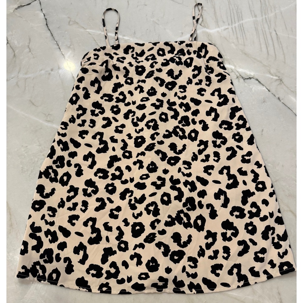 Abercrombie & Fitch Leopard Print Skort Dress Cream Black Animal Square Neck S